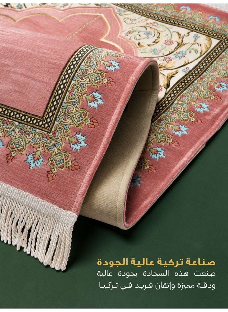 الفاتح سجادة صلاة شانيل تركية فاخرة مبطنة بالإسفنج الحراري بتصميم إسلامي حصري مميز مقاس 120×70 سم - Image 2
