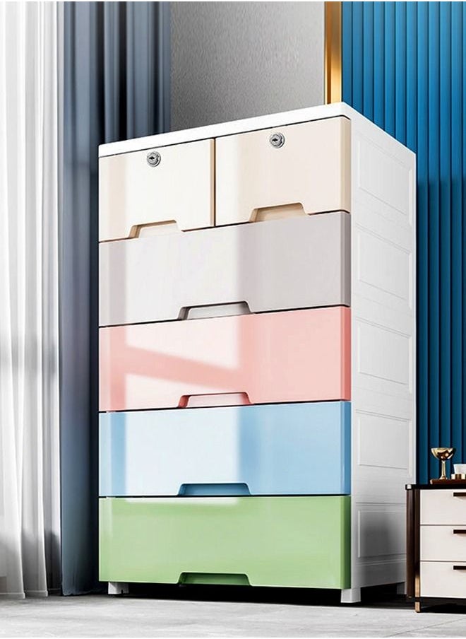 fashionhome - 6 Drawers Plastic Cabinet Combined Locker Clothes Storage Cabinet Rack Closet Drawers Organizer Unit for Clothes Toys 60 x 35 x 100 cm - Image 1