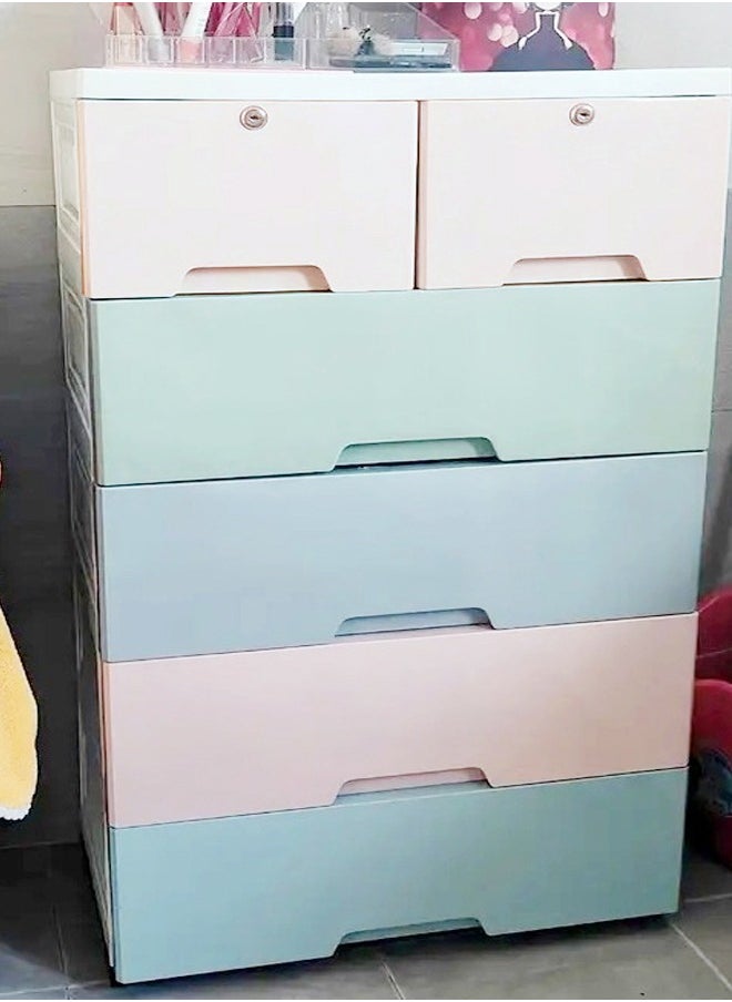 fashionhome - 6 Drawers Plastic Cabinet Combined Locker Clothes Storage Cabinet Rack Closet Drawers Organizer Unit for Clothes Toys 60 x 35 x 100 cm - Image 1