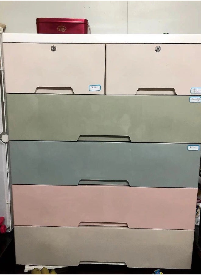 fashionhome - 6 Drawers Plastic Cabinet Combined Locker Clothes Storage Cabinet Rack Closet Drawers Organizer Unit for Clothes Toys 60 x 35 x 100 cm - Image 1