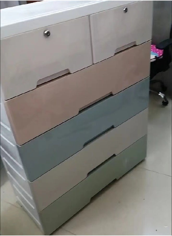 fashionhome - 6 Drawers Plastic Cabinet Combined Locker Clothes Storage Cabinet Rack Closet Drawers Organizer Unit for Clothes Toys 60 x 35 x 100 cm - Image 1