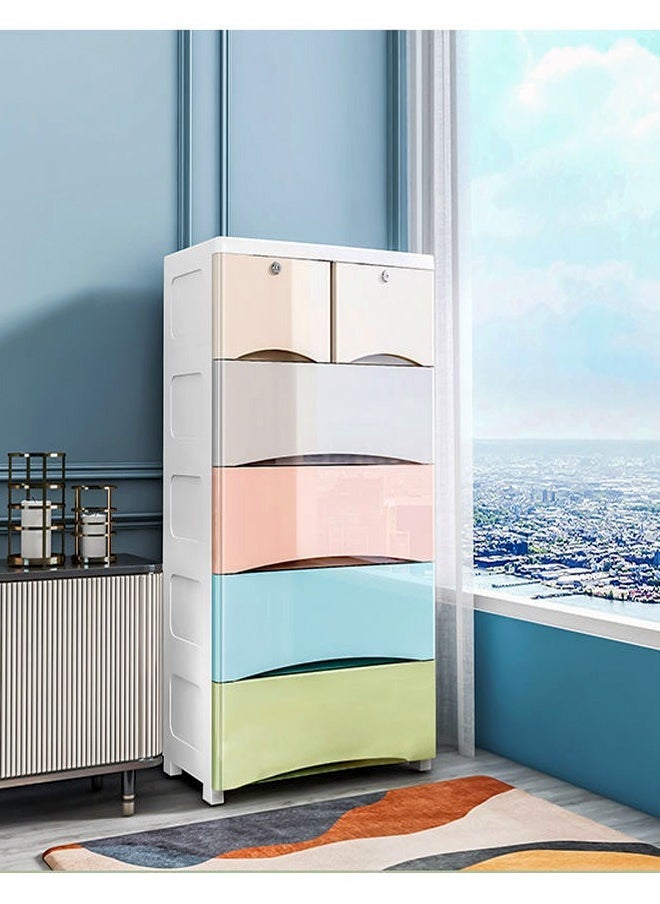 fashionhome - 6 Drawers Plastic Cabinet Combined Locker Clothes Storage Cabinet Rack Closet Drawers Organizer Unit for Clothes Toys 60 x 35 x 100 cm - Image 1