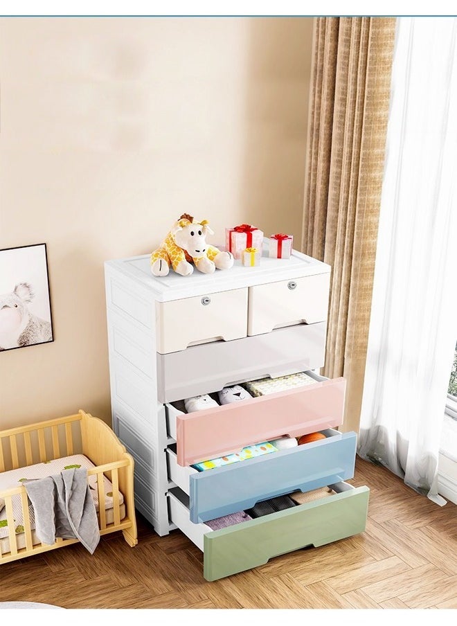 fashionhome - 6 Drawers Plastic Cabinet Combined Locker Clothes Storage Cabinet Rack Closet Drawers Organizer Unit for Clothes Toys 60 x 35 x 100 cm - Image 1