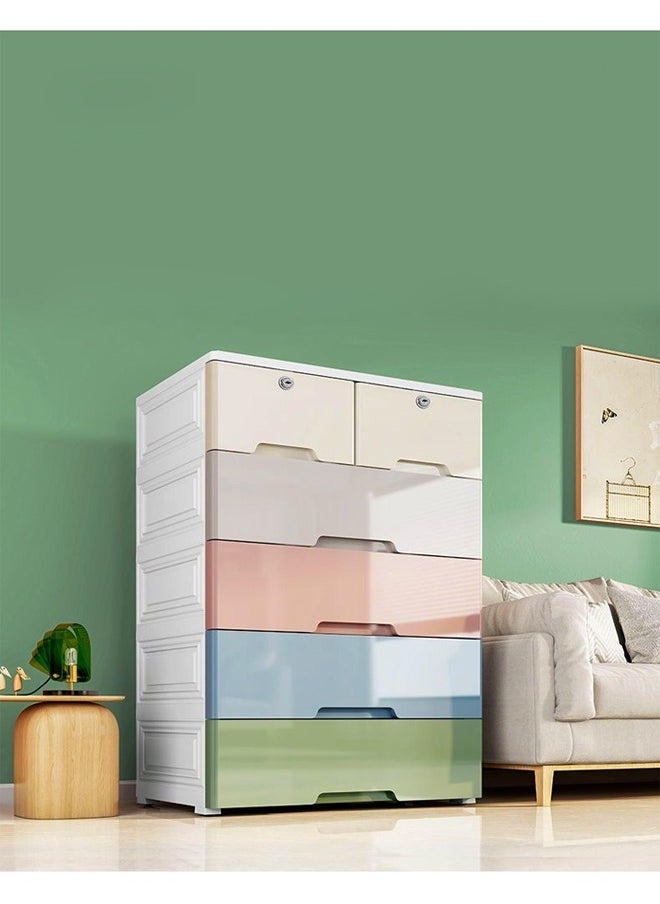 fashionhome - 6 Drawers Plastic Cabinet Combined Locker Clothes Storage Cabinet Rack Closet Drawers Organizer Unit for Clothes Toys 60 x 35 x 100 cm - Image 1
