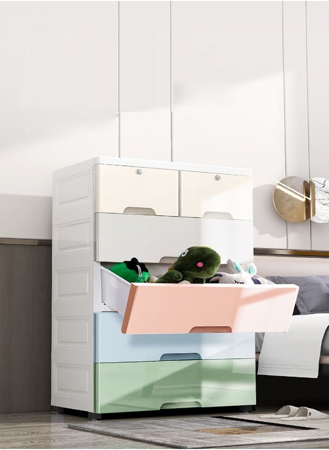 fashionhome - 6 Drawers Plastic Cabinet Combined Locker Clothes Storage Cabinet Rack Closet Drawers Organizer Unit for Clothes Toys 60 x 35 x 100 cm - Image 1