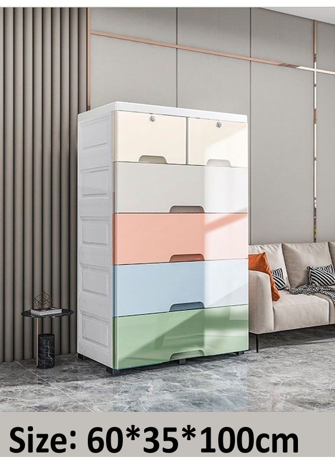 fashionhome - 6 Drawers Plastic Cabinet Combined Locker Clothes Storage Cabinet Rack Closet Drawers Organizer Unit for Clothes Toys 60 x 35 x 100 cm - Image 1
