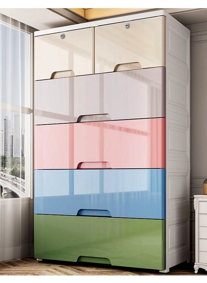 fashionhome - 6 Drawers Plastic Cabinet Combined Locker Clothes Storage Cabinet Rack Closet Drawers Organizer Unit for Clothes Toys 60 x 35 x 100 cm - Image 1