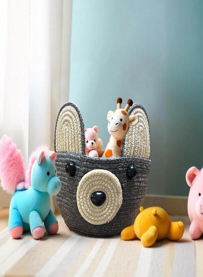 Ariya Handcrafted Storage Basket (4044 | Gray | 10") PP & Cotton Blend Rope Organizer Bin for Toys, Clothes & Nursery Essentials, Cute Animal Design for Baby Room & Playroom Décor - Image 2