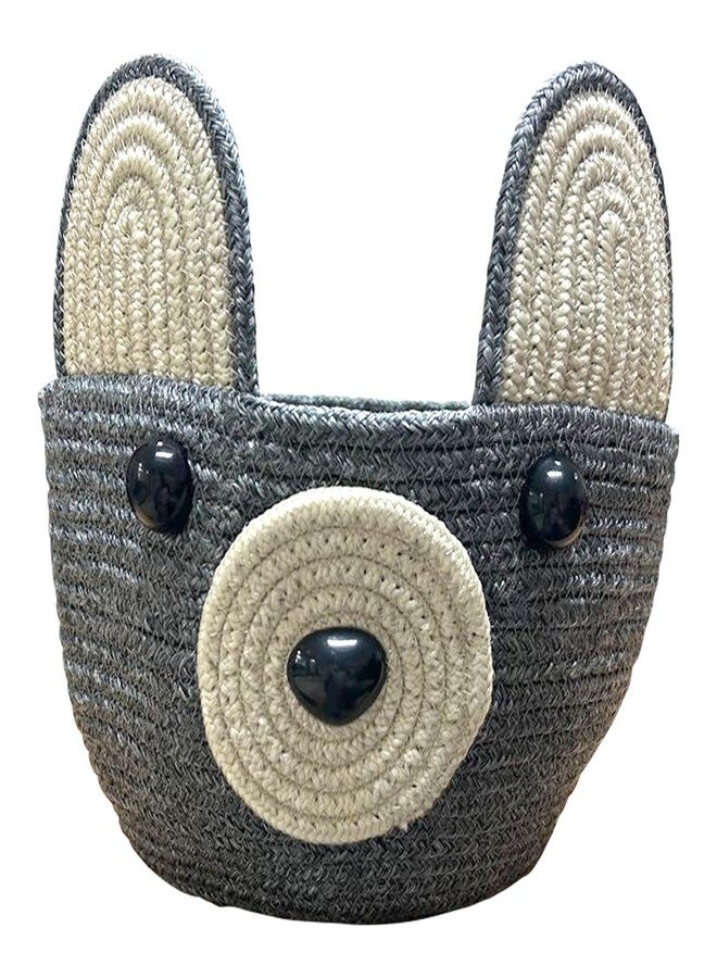 Ariya Handcrafted Storage Basket (4044 | Gray | 10") PP & Cotton Blend Rope Organizer Bin for Toys, Clothes & Nursery Essentials, Cute Animal Design for Baby Room & Playroom Décor - Image 1