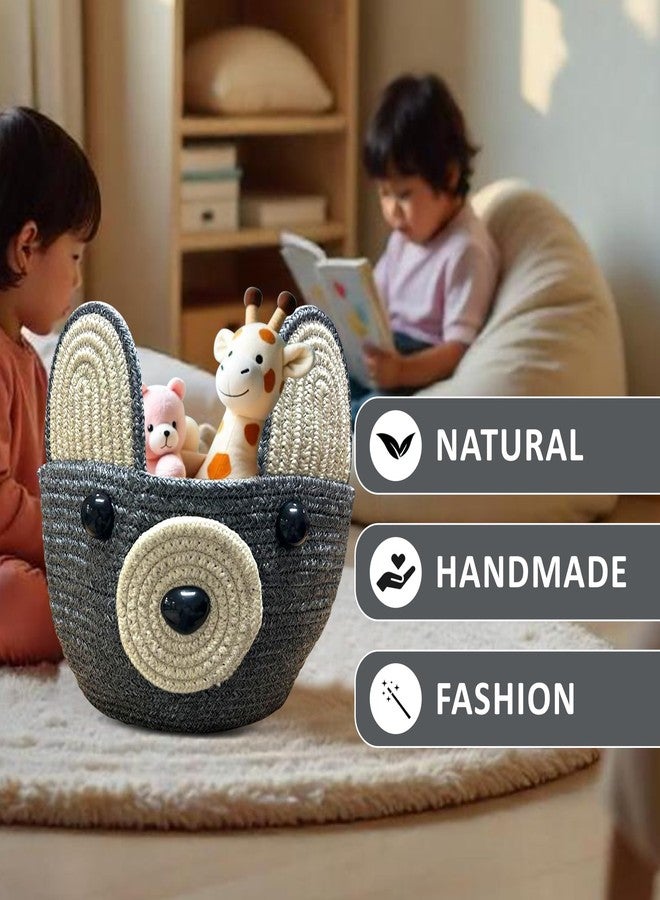 Ariya Handcrafted Storage Basket (4044 | Gray | 10") PP & Cotton Blend Rope Organizer Bin for Toys, Clothes & Nursery Essentials, Cute Animal Design for Baby Room & Playroom Décor - Image 5