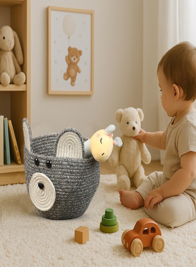 Ariya Handcrafted Storage Basket (4044 | Gray | 10") PP & Cotton Blend Rope Organizer Bin for Toys, Clothes & Nursery Essentials, Cute Animal Design for Baby Room & Playroom Décor - Image 4
