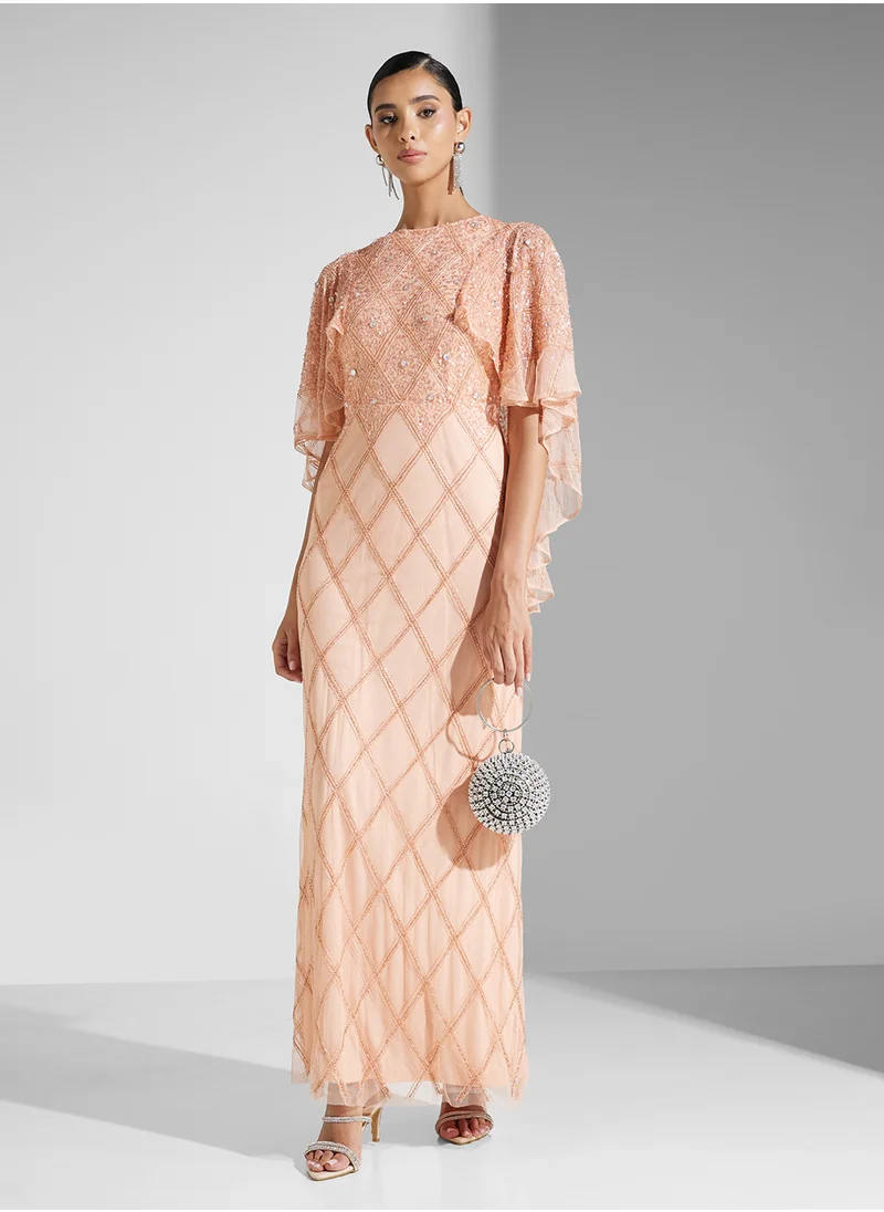 اميليا روز Embellished Mesh Detailed Dress