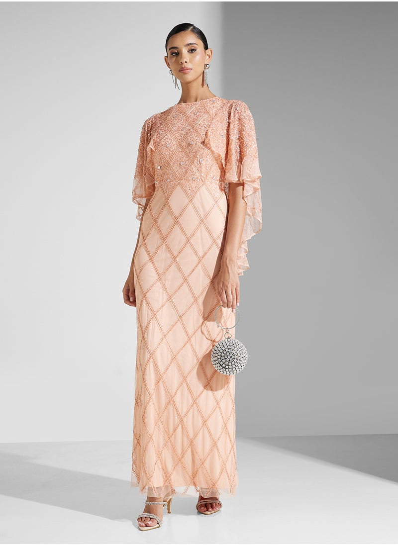 Amelia Rose Embellished Mesh Detailed Dress  - Image 1