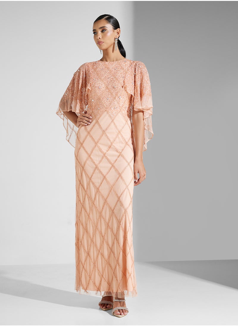 Amelia Rose Embellished Mesh Detailed Dress  - Image 4
