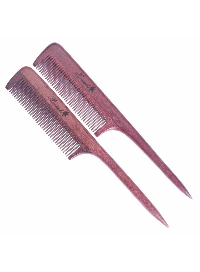 بريزلايك أمشاط شعر بريزليك - مشط ذيل خشبي ذو أسنان دقيقة على شكل قلب بنفسجي - مشط شعر مضاد للكهرباء الساكنة للنساء - Image 5