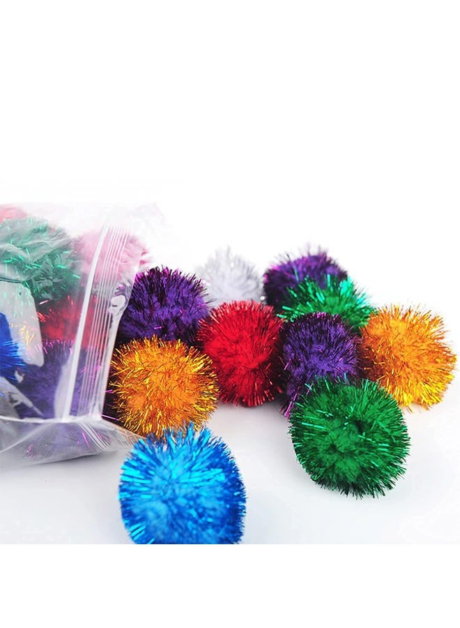 BallHull 20 Pcs Assorted Color Flash Ball Cat's Favorite Toy Ball Tinsel Pom Poms Flash. - Image 5