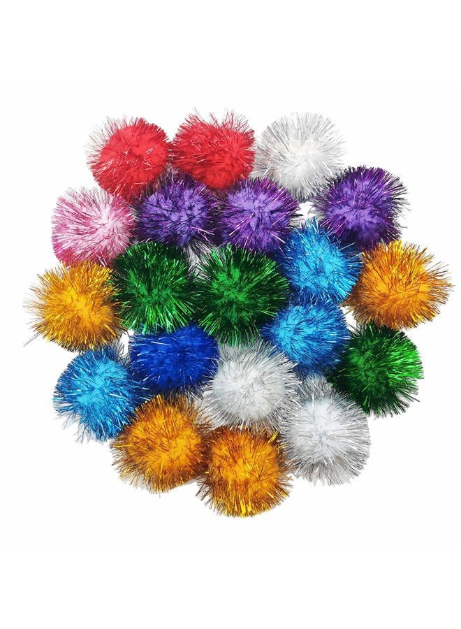 BallHull 20 Pcs Assorted Color Flash Ball Cat's Favorite Toy Ball Tinsel Pom Poms Flash. - Image 1