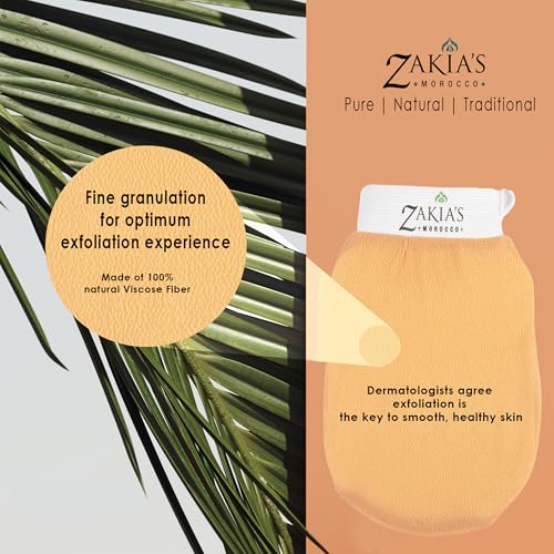Zakia's Morocco Original Rough Kessa Exfoliating Glove - Microdermabrasion Home Exfoliating Mitts, Removes unwanted dead skin, dirt and Keratosis Pilaris. Great removing spray tan and enhancing tattoos. 2 pack - Image 5
