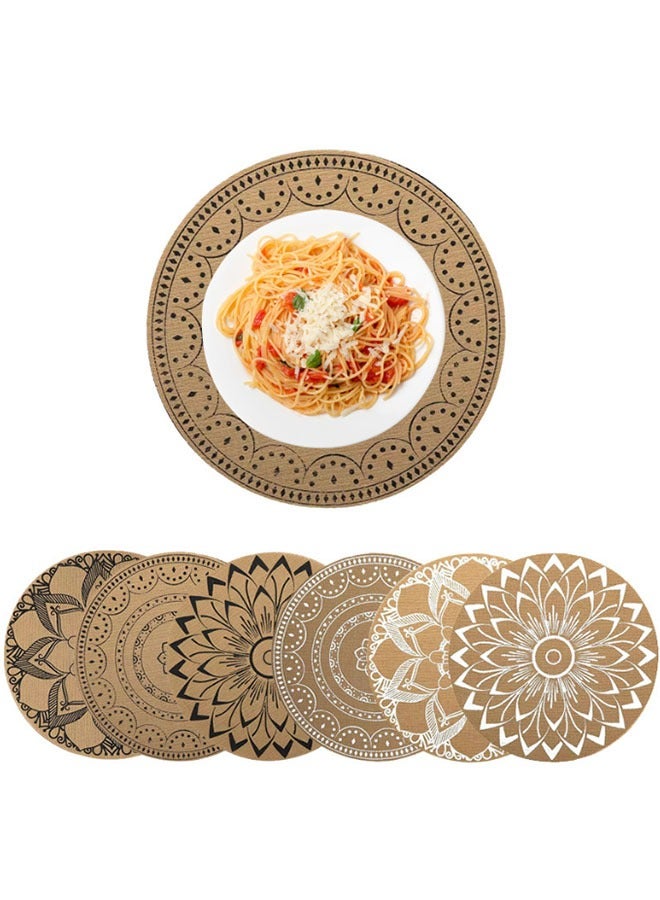 Round Cloth Placemats Set of 6, Reversible Fabric Jacquard Style Placemats for Round Tables - Farmhouse Placemats for Dining Table - Image 3