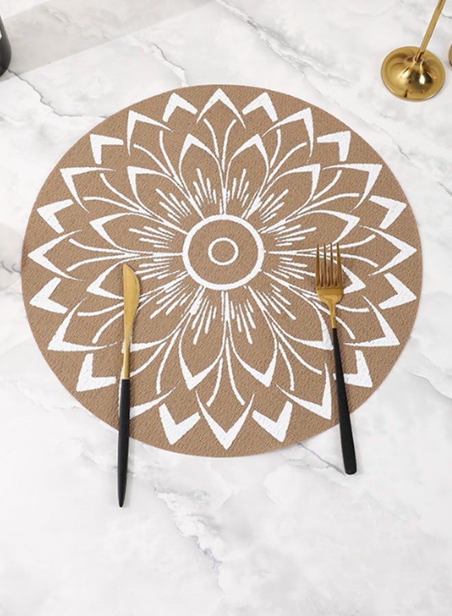 Round Cloth Placemats Set of 6, Reversible Fabric Jacquard Style Placemats for Round Tables - Farmhouse Placemats for Dining Table - Image 1