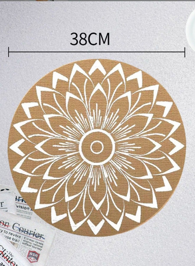 Round Cloth Placemats Set of 6, Reversible Fabric Jacquard Style Placemats for Round Tables - Farmhouse Placemats for Dining Table - Image 2