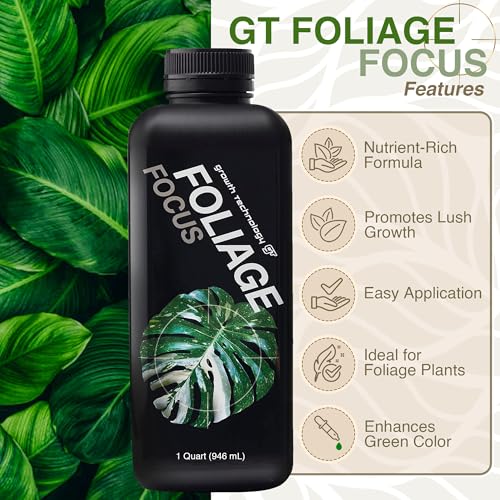 Growth Technology GT غروث تكنولوجي جي تي فوليغ فوكس - غذاء سائل للنباتات الداخلية للنباتات المنزلية، النباتات الاستوائية، الأرويدات، السرخس والنخيل - تركيبة مركزة لأوراق نابضة بالحياة وكثافة أوراق - 1 لتر (946 مل) - Image 2