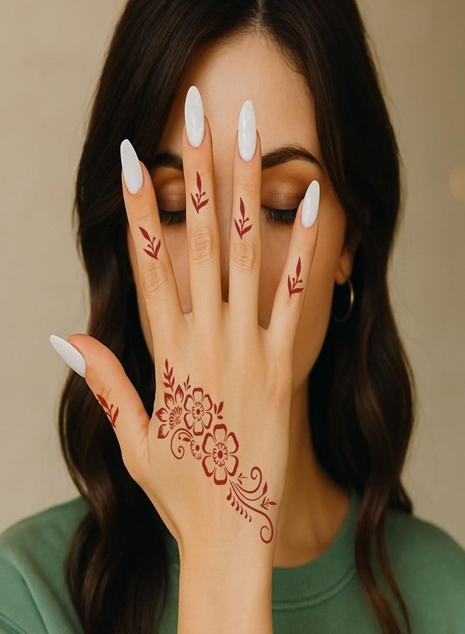 VANVATI Beautiful Flower Design Ideal for Traditional Functions and Events Mehndi Stencil Sticker One Set For Both Hand | Easy To Apply Stencil Mehndi Sticker Perfect For Weddings, Parties And any Occasion - Image 3