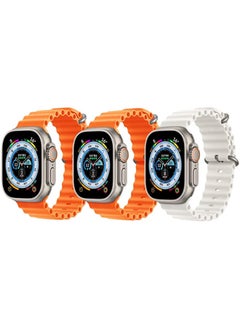 Silicone Ocean Trail Loop Band Strap for Men's Apple Watch Ultra 8 49mm Set of 3