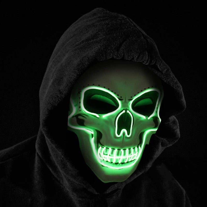 OceanWings Halloween Mask LED Light up Costumes Scary Mask for Party Supplies FavorGreen - Image 2