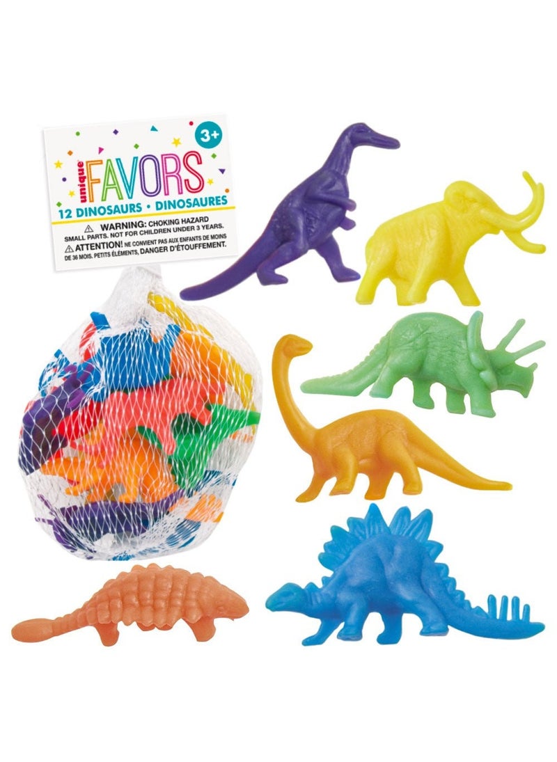 Unique Dinosaur Toys Multicolor Plastic 3.5x7cm 12-Pack - Image 1