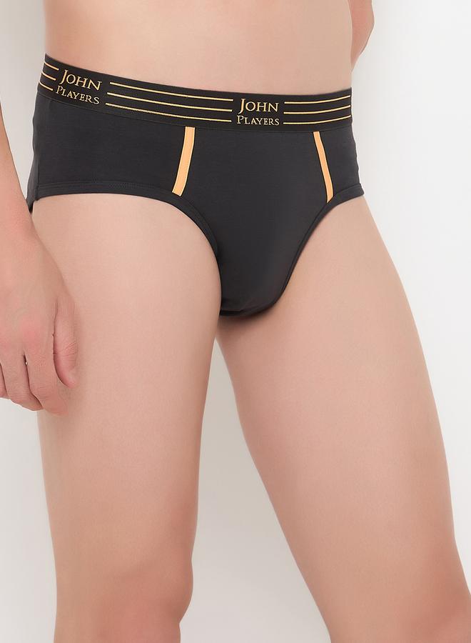 John Players John Player Pack of 2 - Solid Briefs with Striped Waistband - Image 4
