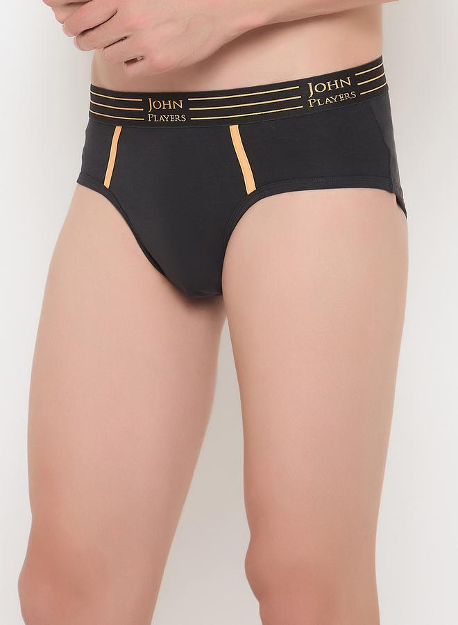 John Players John Player Pack of 2 - Solid Briefs with Striped Waistband - Image 3