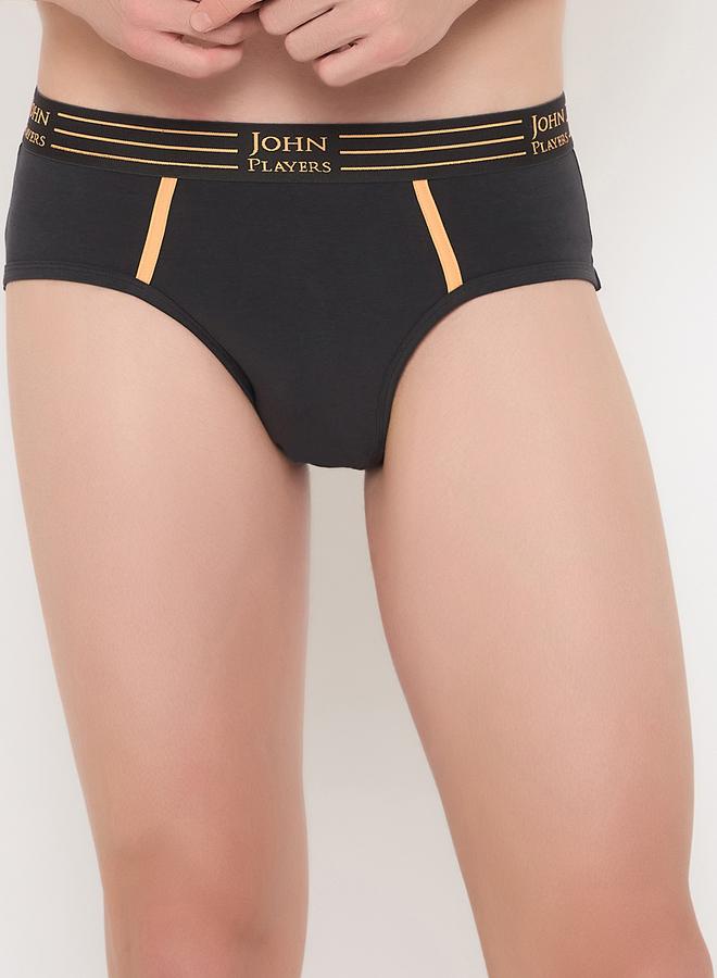 John Players John Player Pack of 2 - Solid Briefs with Striped Waistband - Image 2