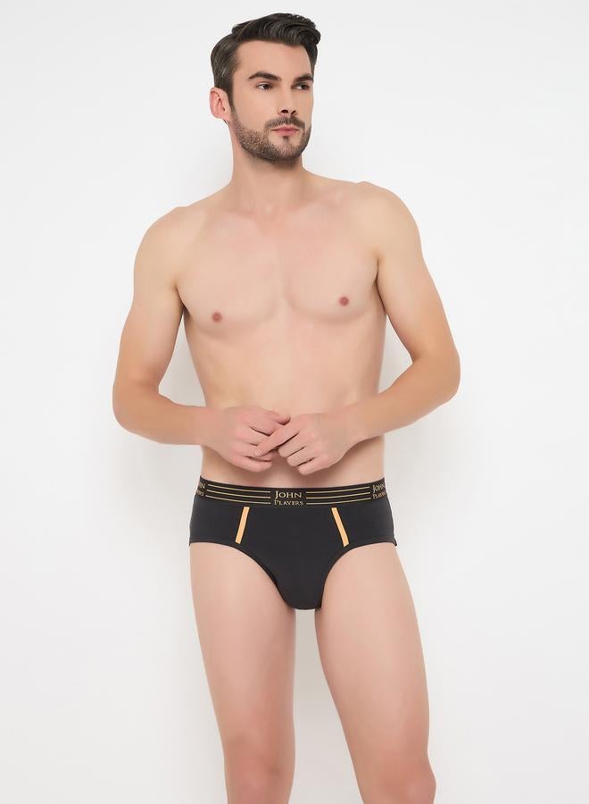 John Players John Player Pack of 2 - Solid Briefs with Striped Waistband - Image 1