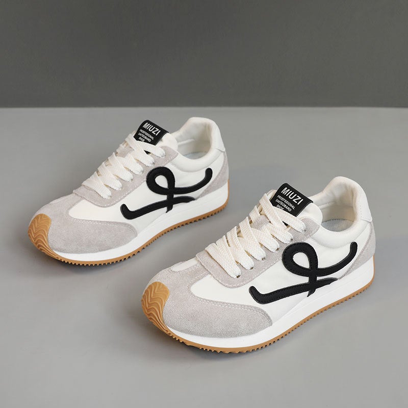 Women's Casual Low Top Sneakers, Breathable & Wear-resistant, Height-increasing, Lace-up, PU Upper, Rubber Sole - Image 1