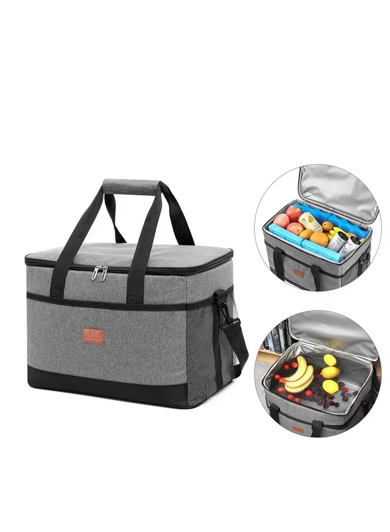 Outdoor Large Lunch Bag for Men/Women Insulated Reusable 35L Lunch Box Leakproof Cooler Tote Bag Freezable Waterproof Oxford Ice Refrigerated Lightweight Fresh-keeping for Office Work Picnic Beach ( - Image 1