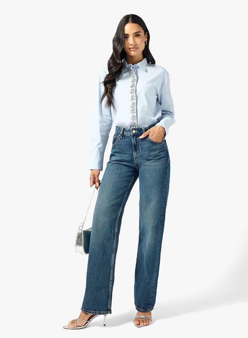 قميص بأكمام طويلة مزين