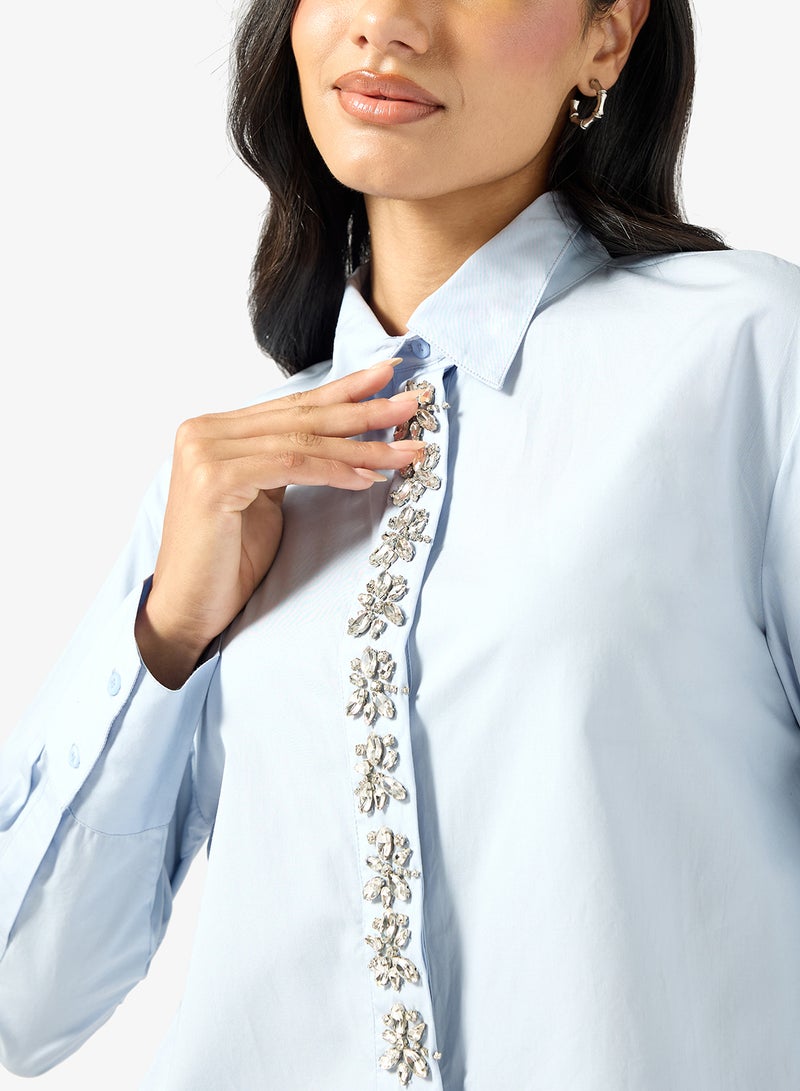 قميص بأكمام طويلة مزين