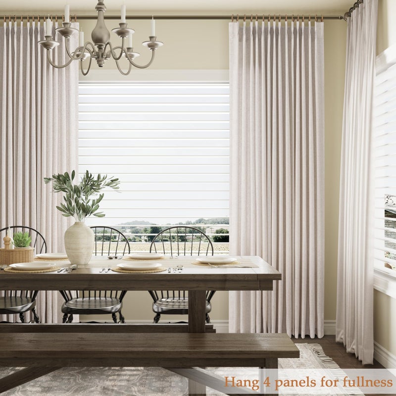 Aersas Cream Linen Pinch Pleated Curtains 84 Inches Long for Bedroom Modern Farmhouse Semi Sheer Curtain Light Filtering Window Treatments with Hooks Rod Pocket for Living Room Laundry Room 40x84 - Image 2