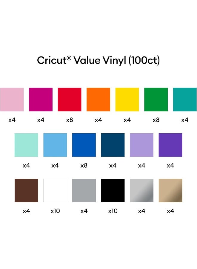Cricut Cricut Value Permanent Vinyl - 100ft Rainbow Sampler, 12in x 12in Sheets (100 Count) - Image 3