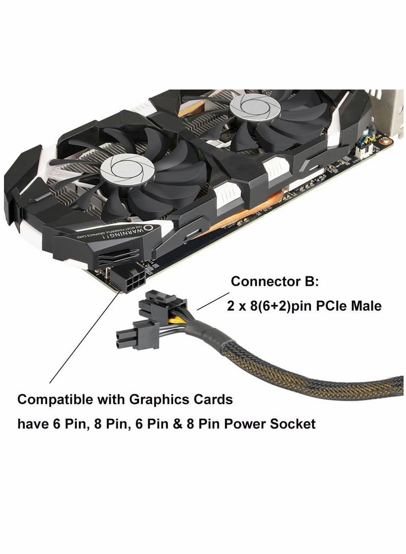 SYOSI Graphics Lines, Graphics Card 8 Pins One Point Two Lines, Graphics Card 8p Extension Cable, Graphics Card Adapter, Braided 20cm, Pci-e Pcie Power Cable 18awg 20cm, with Sleeve - Image 4
