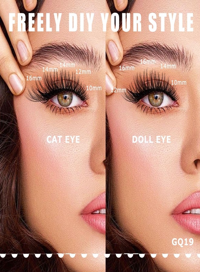 GAQQI Lash Clusters, Individual Lashes D Curl, DIY Lash Extension 14mm False Eyelash Clusters 120 PCS, Natural & Wispy Cluster Lash Wisps (GQ19, D Curl,14mm) - Image 2