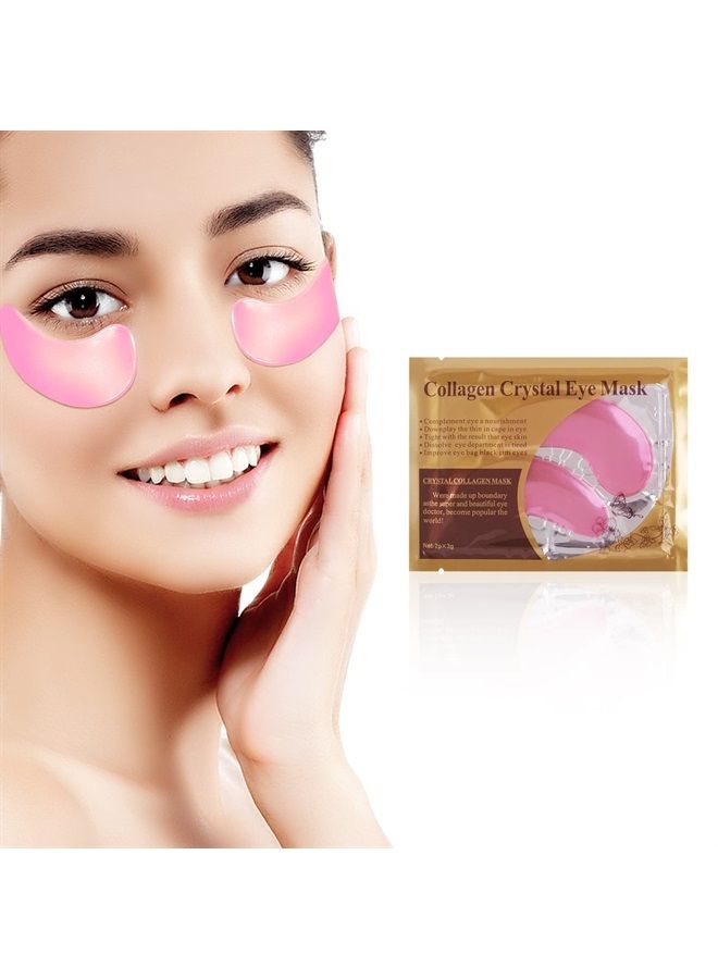 MEICOLY 30 Pads Lip and Eye Mask Sheet,Moisturizing Under Eye Mask Gel Crystal Collagen Anti-Aging Eye Patches Dark Circle Remover with Box,Pink  - Image 1