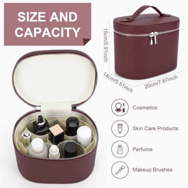 Travel toiletry bag for makeup organization, made of durable nylon, black color, with removable divider and portable design - Image 3