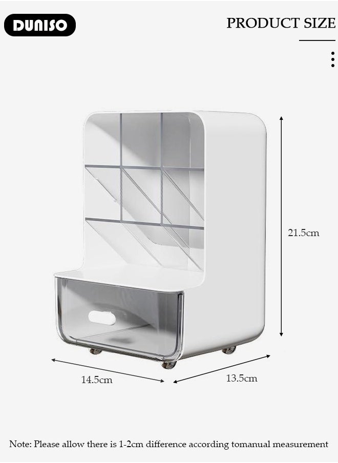 DUNISO Pen Organizer, Pencil Holder Storage Box for Desk, Multi-Functional Desk Organizer with Drawer, Desk Organizer with Drawer,  Large capacity , DIY Storage, for School, Home, Art Supplies  - Image 4
