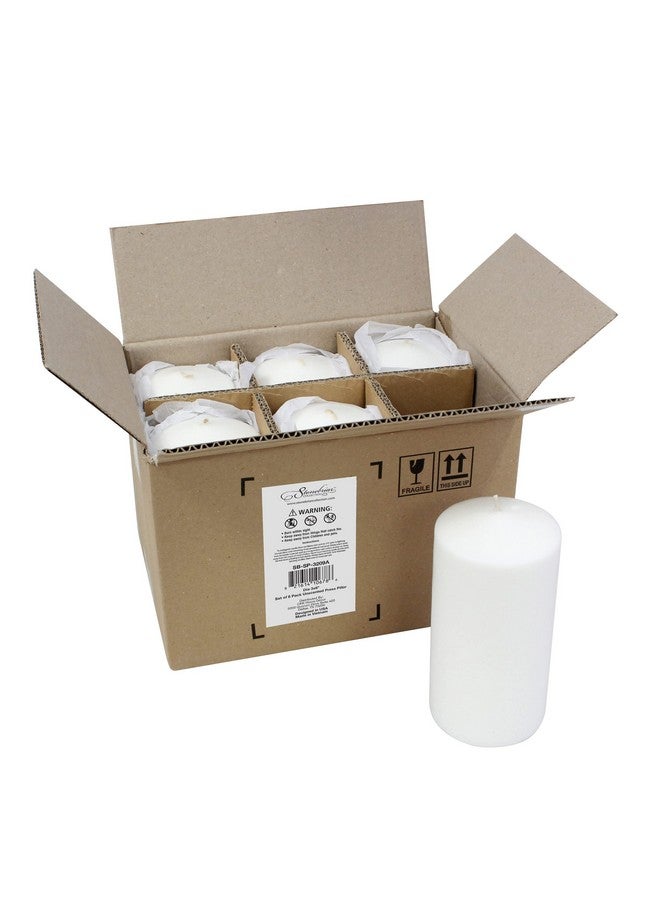 Stonebriar 6 Count Tall 3 x 6 Inch 65 Hour Long Burning Unscented White Wax Pillar Candles - Image 4