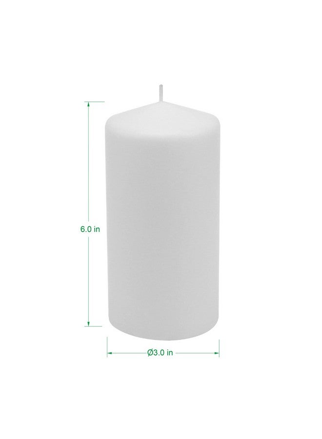 Stonebriar 6 Count Tall 3 x 6 Inch 65 Hour Long Burning Unscented White Wax Pillar Candles - Image 5