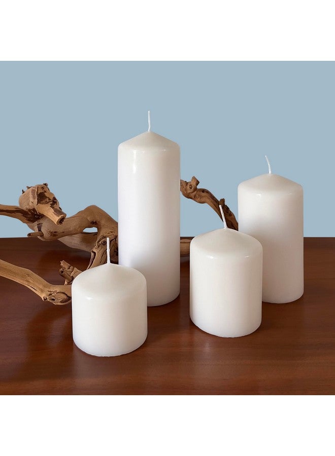 Stonebriar 6 Count Tall 3 x 6 Inch 65 Hour Long Burning Unscented White Wax Pillar Candles - Image 3