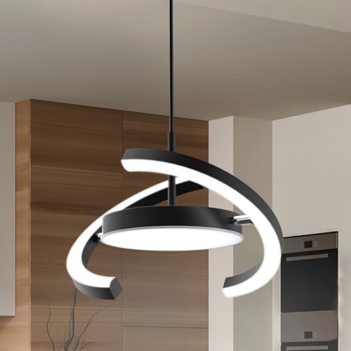 FIMEI LED Saturn Pendant Lights 30006000K Dimmable Adjustable Hanging Chandelier Saturn Ring Design for Dining Room Kitchen Island Entryway Bedroom Foyer Black Black 1 - Image 1