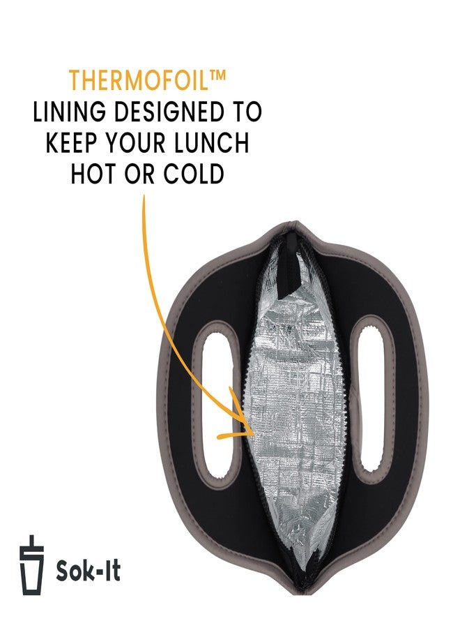Sok It حقيبة غداء Sok It مزودة بسحاب، مصنوعة من النيوبرين المعزول (حقيبة غداء كبيرة بسعة 4.5 كوارت بنقشة زهور مجردة) - Image 4
